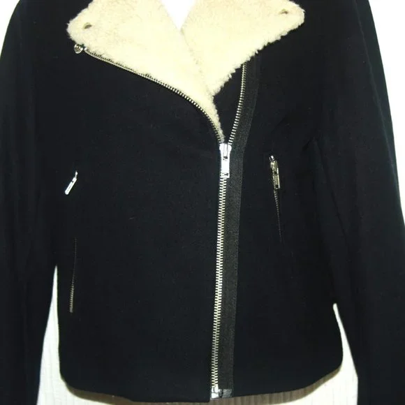 Gap Wool Blend Moto Sherpa jacket Size Small - Picture 3 of 7
